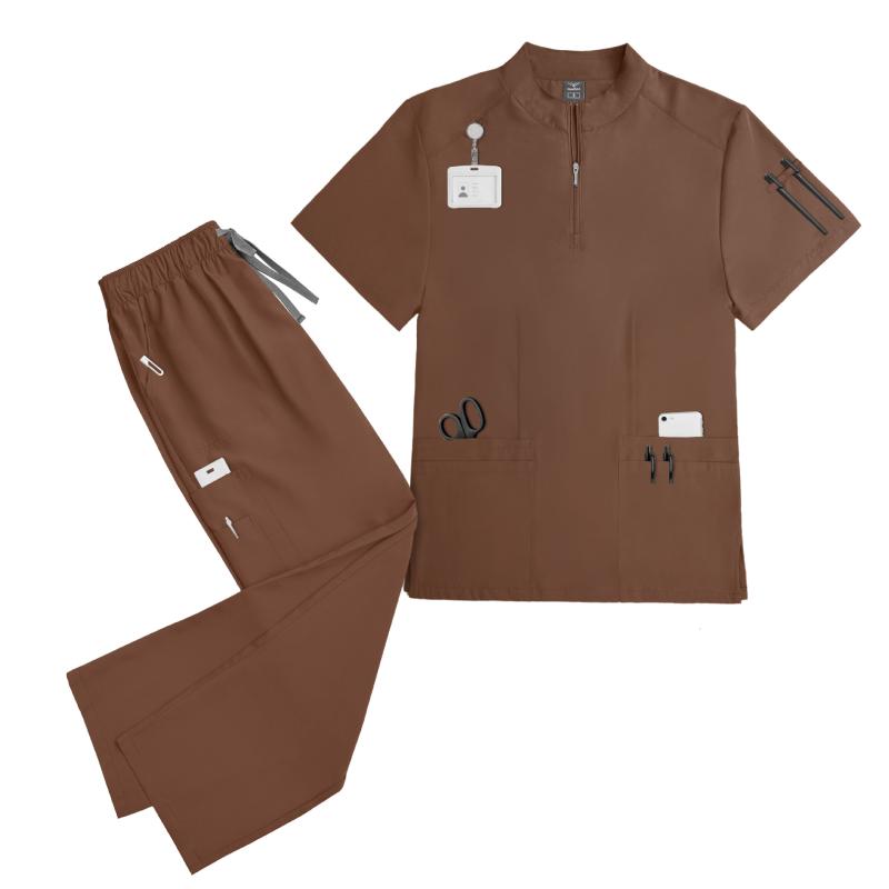 手術衣 レディース メンズ 半袖 白衣 スクラブ 兼用 ストレッチ 医療 介護 看護 整体 美容 制服 速乾