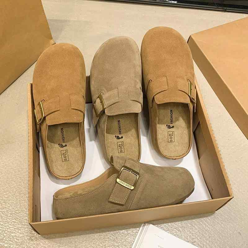 サンダル レディース 厚底 インヒール スリッパ サボ サンダル 靴 モカシン 包頭 一足脱ぎ ブロッグシューズ 普段使い