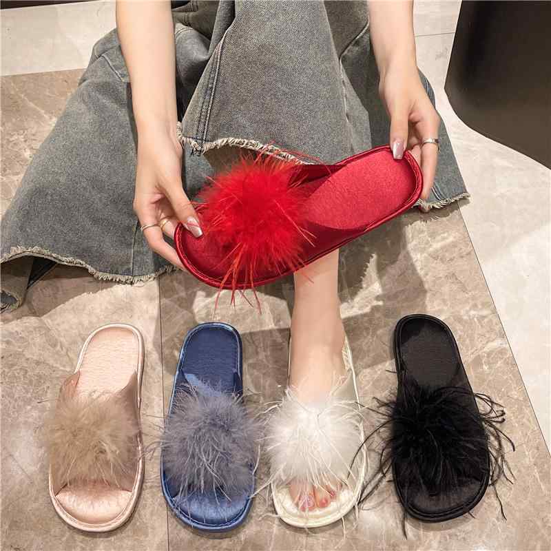 サンダル レディース 春夏 ファー ルームシューズ スリッパ 新中式 滑り止め かわいい オシャレ 普段使い 外履き