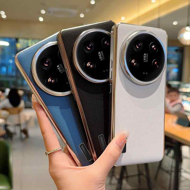 スマホケース Xiaomi13Ultra用 レザーケース 電気メッキ加工 保護ケース Xiaomi14Ultra 原機色