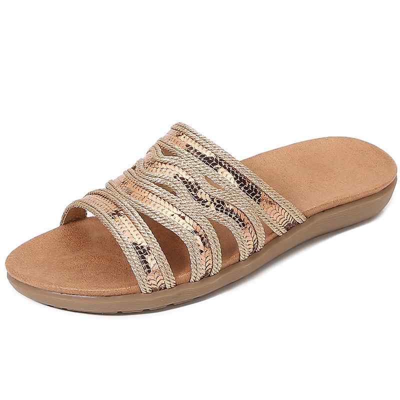 サンダル レディース 大きいサイズ ボヘミアン ビーチサンダル フラットソール 快適 夏 水晶 ジルコニア