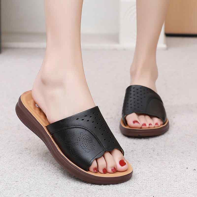 サンダル レディース 婦人靴 ミュール 革 スリッパ 履きやすい 柔らかい 快適 涼しい 通気性 中高齢者 滑り止め 普段使い