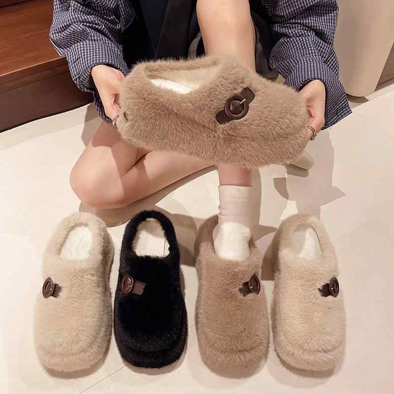 サンダル レディース 秋冬 厚底 スリッパ ファー サンダル あったか モコモコ ルームシューズ 外履き つっかけ かわいい