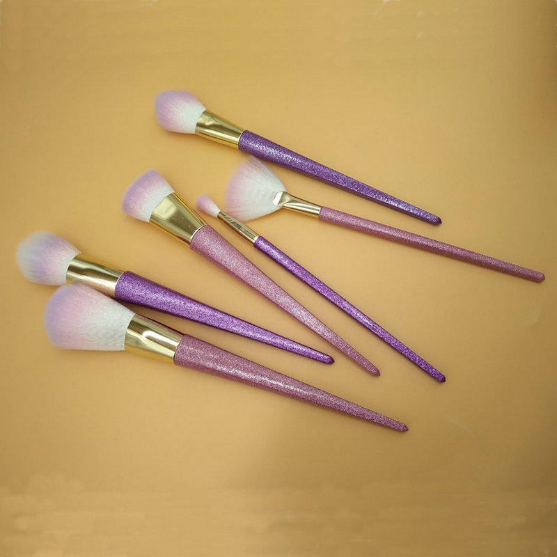 メイクブラシ セット フェイスブラシ チークブラシ パウダーブラシ 紫 ピンク系 6本セット 化粧ブラシ メイクアップ 美容ツール