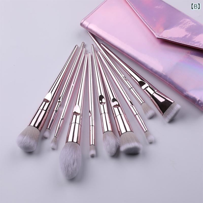 メイクブラシ 10本セット 収納ケース付き ピンク系 ファンデーションブラシ 化粧ブラシ 美容ツール