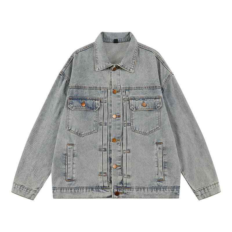 ジャケット 男性用 デニム ウォッシュ加工 ゆったり ヴィンテージ スプリングコート ライトアウター Gジャン カジュアル アメカジ