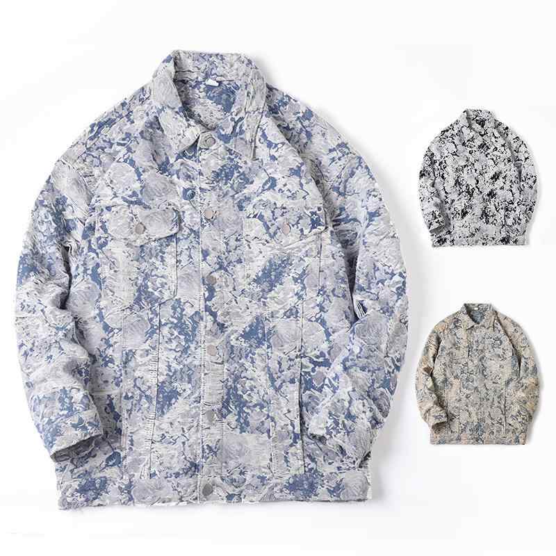 ジャケット 男性用 春物 男女兼用 ゆったり デニム アウター 小香風 提花 おしゃれ