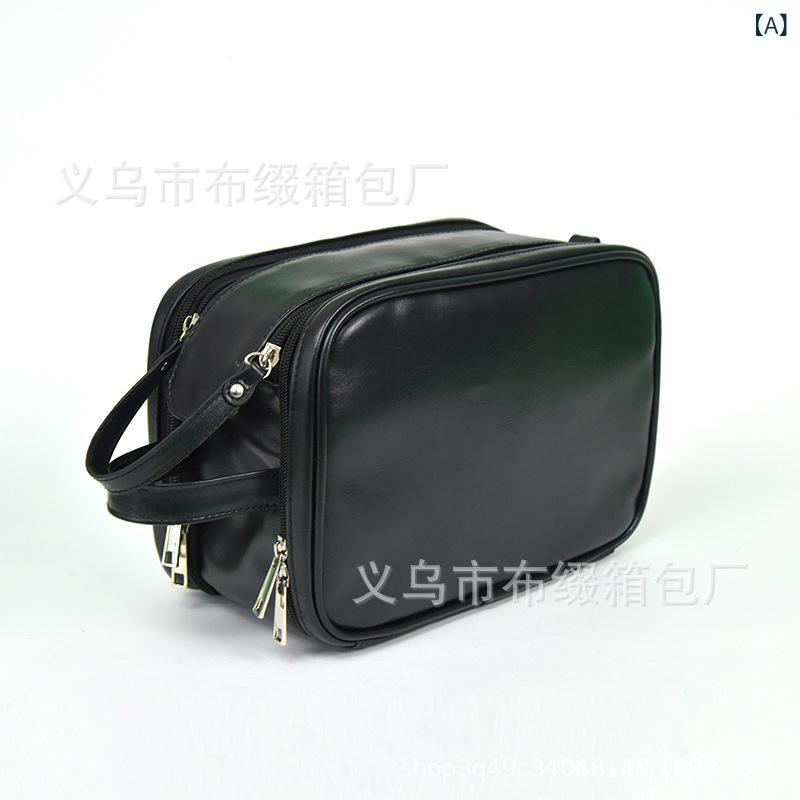 トラベルポーチ 折りたたみ式 乾湿分離 洗面用具 PUレザー 化粧ポーチ メイクポーチ 防水 撥水 携帯用