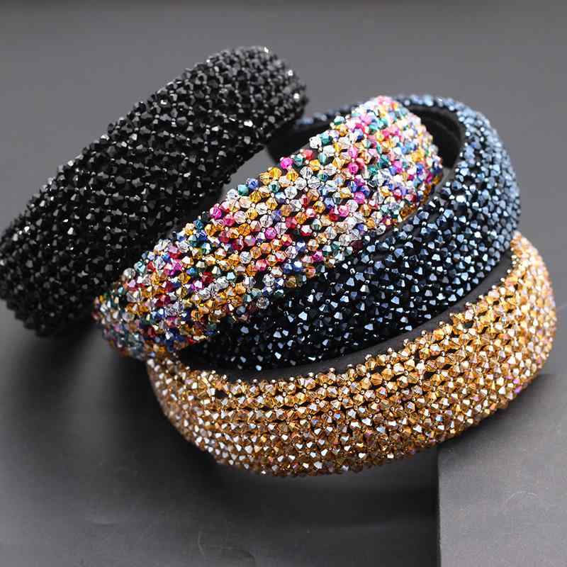 ヘアバンド レディース ファッション クリスタル ビーズ スポンジ ハンドメイド ヘアアクセサリー 街歩き ショー