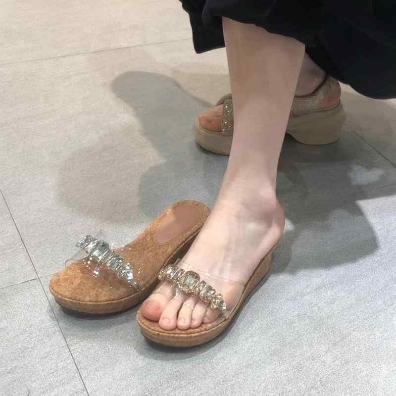 サンダル レディース 厚底 透明 クリア ミュール ラインストーン スリッパ 水着 ビーチ リゾート 春夏 かわいい スカート ワンピース 普段使い