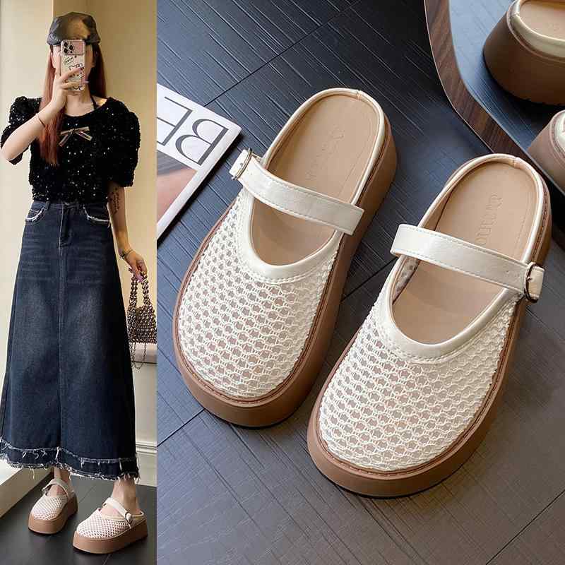 サンダル レディース 厚底 マリージェーン風 スリッパ サボ サンダル 豪華感 オープントゥ 夏 普段使い かわいい 歩きやすい 蒸れにくい 疲れにくい 美脚 効果 軽量 クッション性