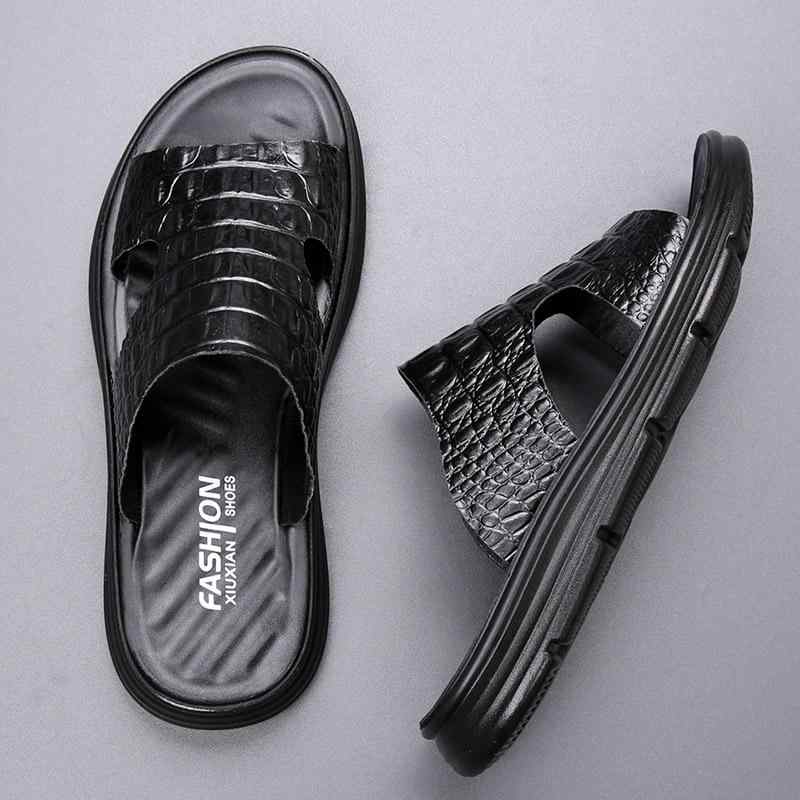 サンダル 男性用 牛革 アリゲーター柄 ビーチサンダル 防滑 普段使い 履きやすい 疲れにくい ソフトボトム クッション性 歩きやすい アウトドア