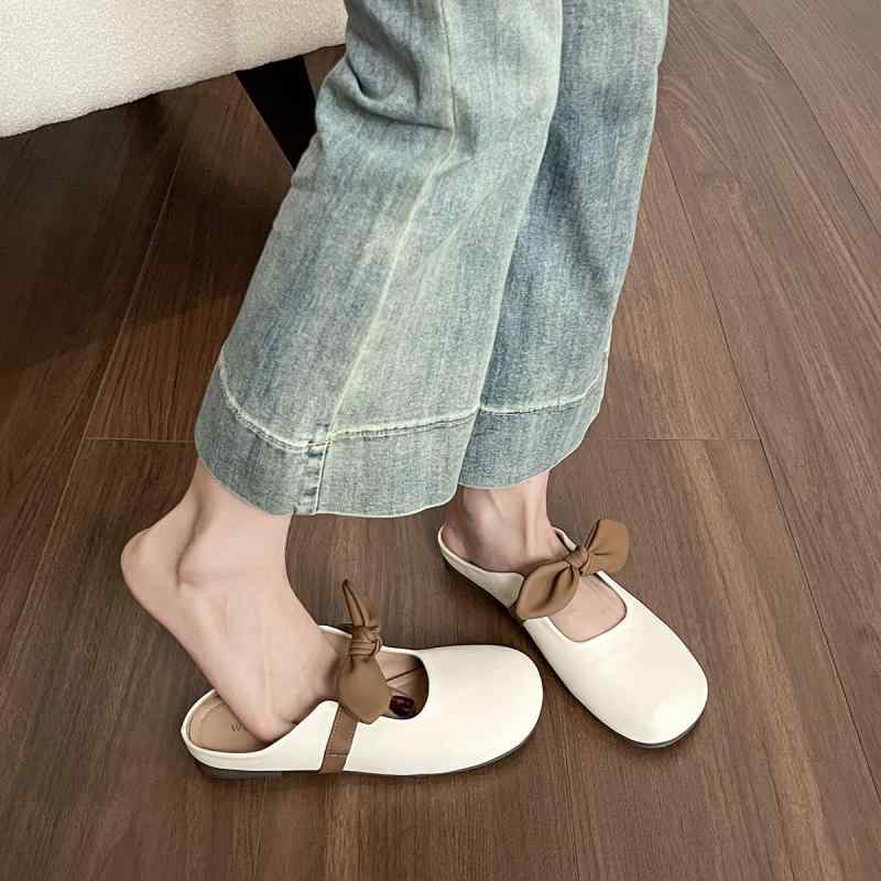 サンダル レディース ぺたんこ フラット バタフライ リボン スリッパ 外履き つっかけ 履きやすい 歩きやすい 滑り止め 軽量 柔らかい ローヒール カジュアル 春夏