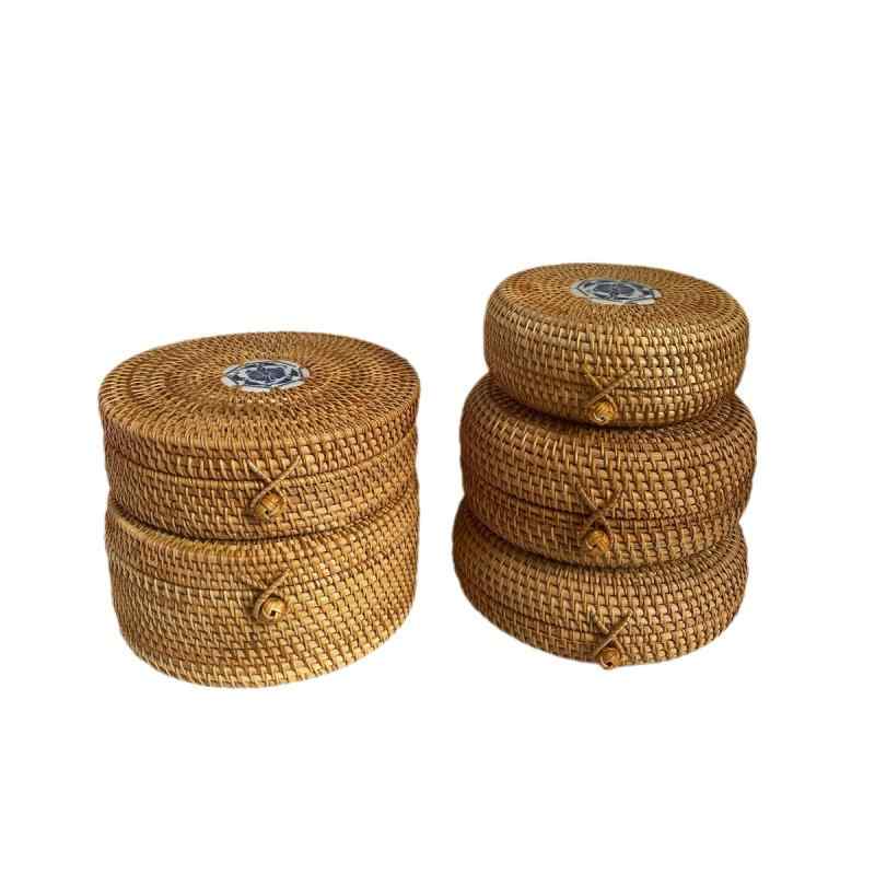 収納用品 ベトナム藤編み 茶葉入れ 菓子入れ アクセサリー収納 小物入れ