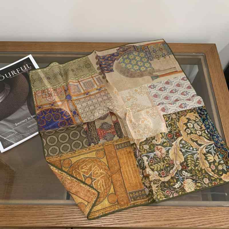 スカーフ レディース 混 綿 ハンカチ 正方形 ストール ネッカチーフ 韓国 上品 围巾 日焼け防止 接触冷感 好