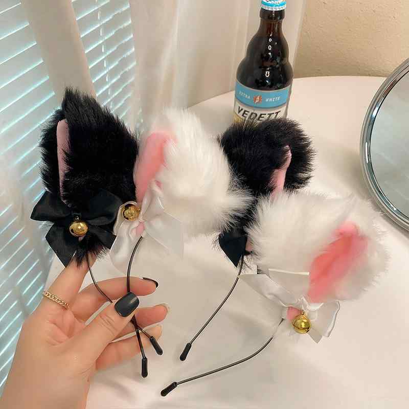 ヘアアクセサリー レディース 猫耳メイド風 ヘアクリップ 獣耳 リボン 猫 うさぎ 鈴付き カチューシャ ハロウィン