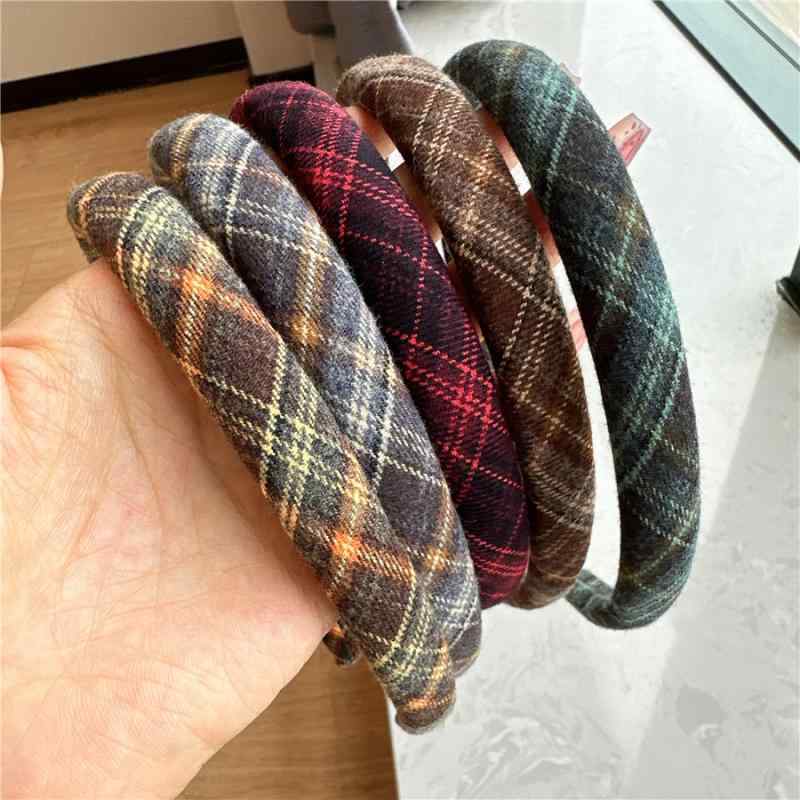 ヘアバンド レディース 秋冬 レトロ チェック柄 外出 洗顔 髪留め 布製 バンド 百搭 かわいい ヘアアクセサリー