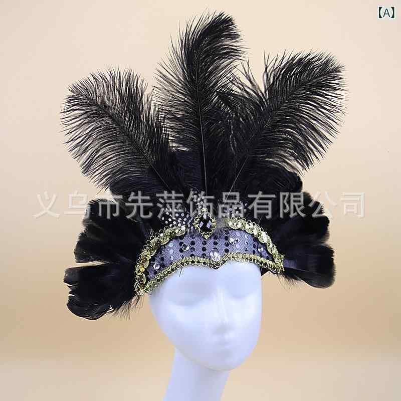 ヘアバンド ベリーダンス 髪飾り 羽根 髪留め カラフル