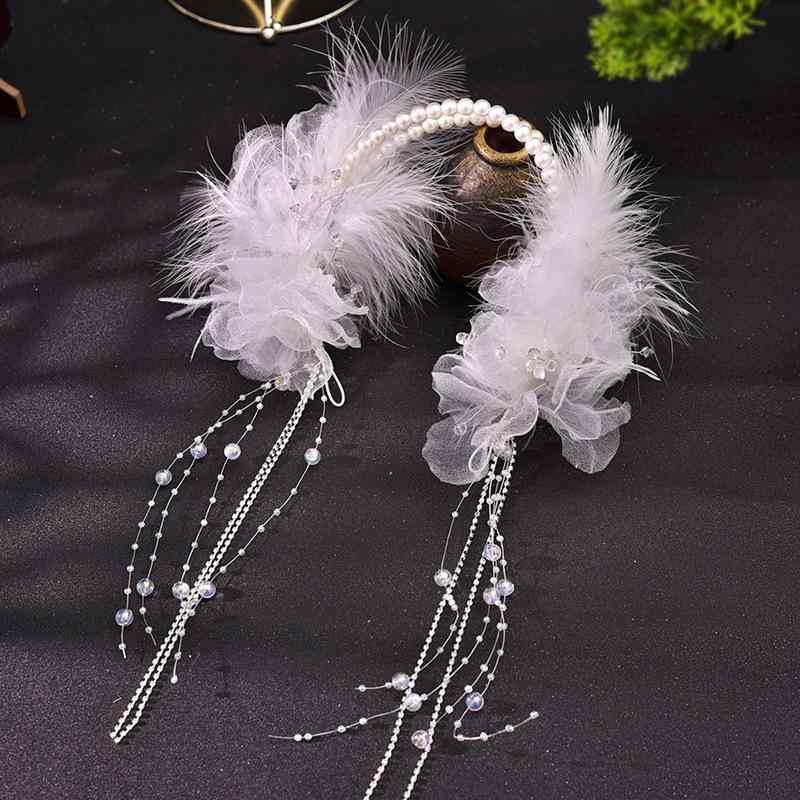 ヘアアクセサリー レディース 仙 发箍 プリンセス ウェディング ブライダル レース 羽根 白 エレガント 唯美 姫系 上品 ウエディング 結婚式 パーティー 披露宴 お呼ばれ ショール レース