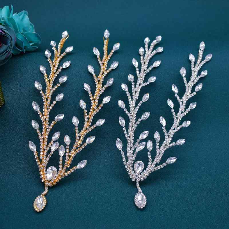 ウェディング ヘッドドレス ブライダル 髪飾り 水晶 ビジュー カチューシャ ヘアアクセサリー 手作り 額チェーン 結婚式 パーティー 花嫁 披露宴 イベント ゴージャス 上品 エレガント