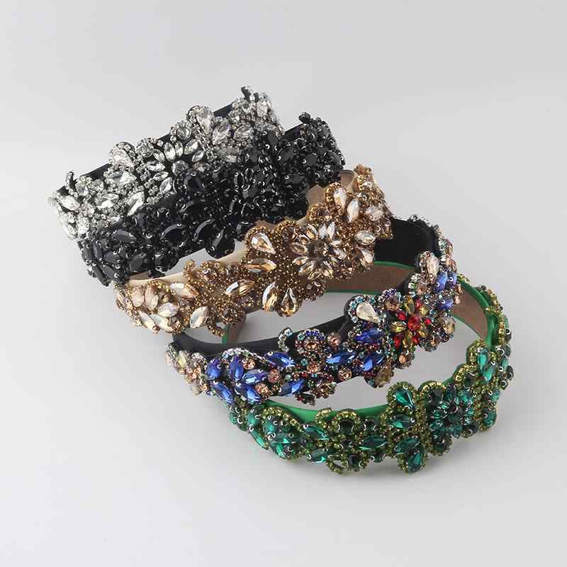 ヘアバンド レディース バロック風 髪飾り ビジュー付き カチューシャ ワイド レトロ ヘアアクセサリー 贈り物 ギフト プレゼント