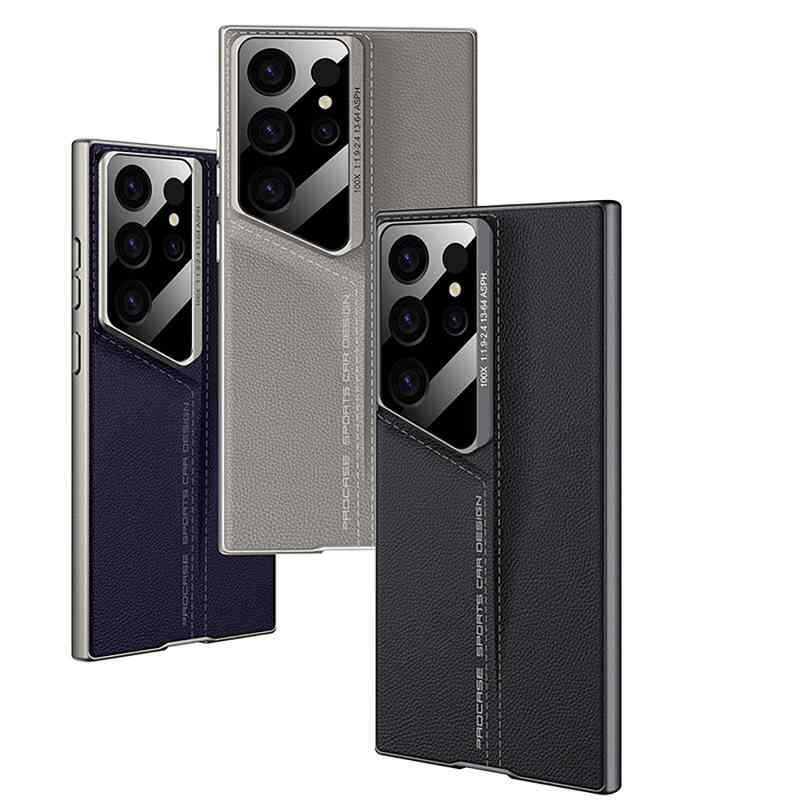 スマホケース サムスン S24u ポルシェ S23ultra 保護カバー 薄型 PUレザー シンプル