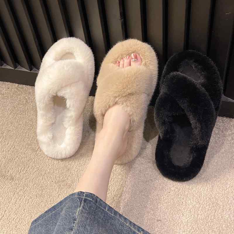 サンダル レディース 厚底 ファー ルームシューズ スリッパ 秋冬 あったか ムートン 室内履き 静音 美脚 かわいい