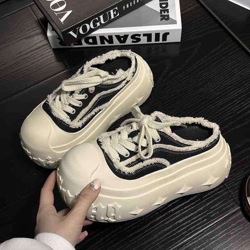 靴 レディース 厚底 スニーカー パンプス スリッパ サンダル 小柄 半拖 軽量 普段使い デイリー 疲れにくい 歩きやすい 痛くなりにくい 伸縮性 デニム 切り替え