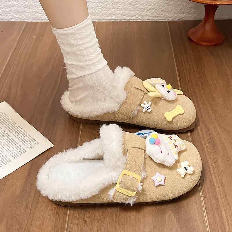 スリッパ レディース かわいい フラット ルームシューズ 秋冬 あったか スリッパ サンダル 外履き ボア付き スリッパ スリッパ