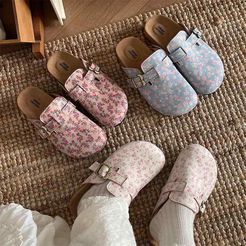 サンダル レディース フラット底 つっかけミュール 歩きやすい 疲れにくい 痛くなりにくい ローヒール スリッパ ぺたんこ オープントゥ かわいい レトロ スカート パンツ 普段使い 外履き 春夏