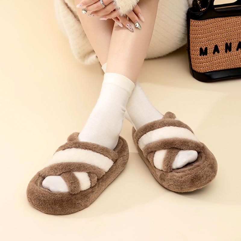 サンダル レディース 秋冬 ファー 厚底 あったか スリッパ もこもこ ルームシューズ 普段使い かわいい..