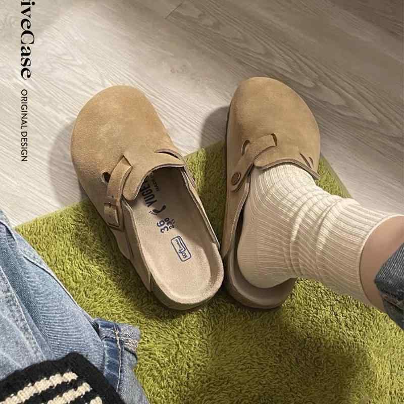 サンダル レディース レザー 厚底 春秋 フィッシング スリッパ ボストン コンフォート 普段使い