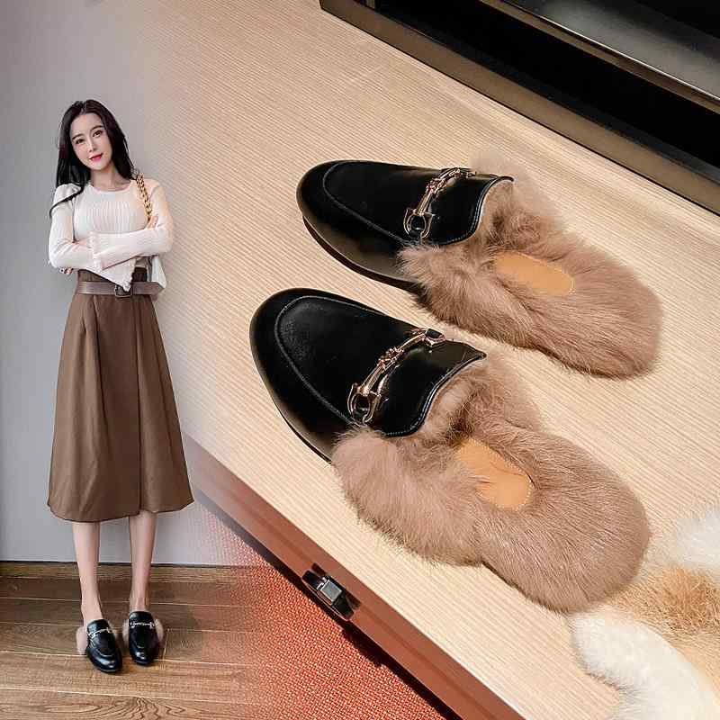 サンダル レディース 秋冬 ファー スリッパ フラット ローヒール モカシン 暖かい かわいい 歩きやすい 履きやすい