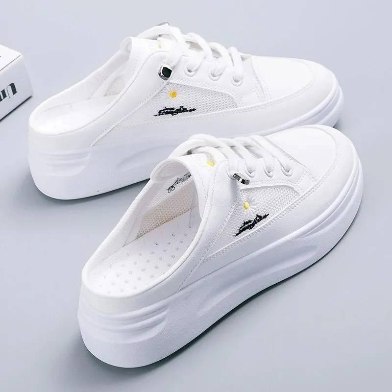 靴 レディース 春夏 サンダル スリッパ 厚底 スニーカー デイジー柄 フラットソール ローカット ぺたんこ 軽量 軽い 履きやすい 歩きやすい 普段使い