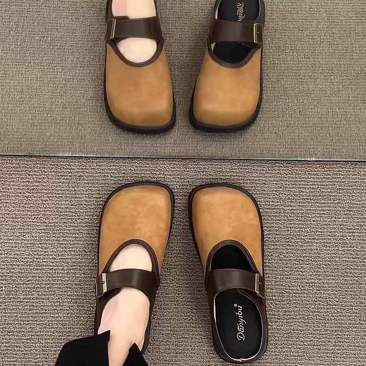 サンダル レディース 外履き 春夏 スクエアトゥ レトロ かわいい 歩きやすい スリッパ ミュール