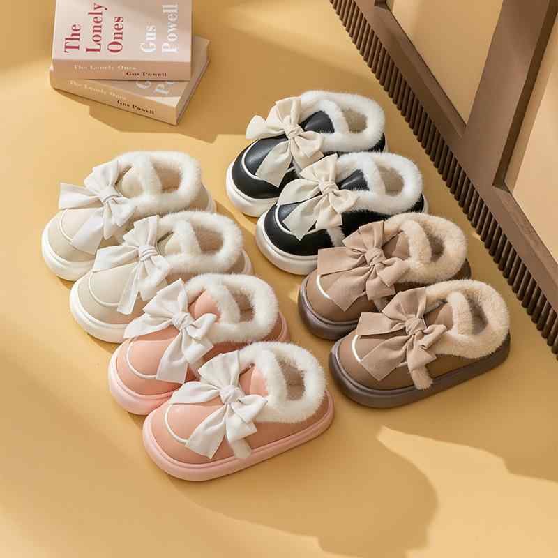 レディース スリッパ 厚底 外履き ルームシューズ 蝶結び 滑り止め 妊婦 暖かい 防寒
