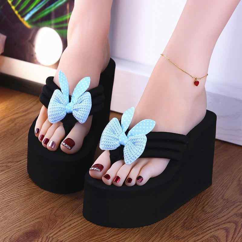 サンダル レディース 厚底 ウェッジソール ビーチサンダル トングサンダル かわいい 花柄 光沢 フェイクレザー 美脚 韓国 大人 女性用