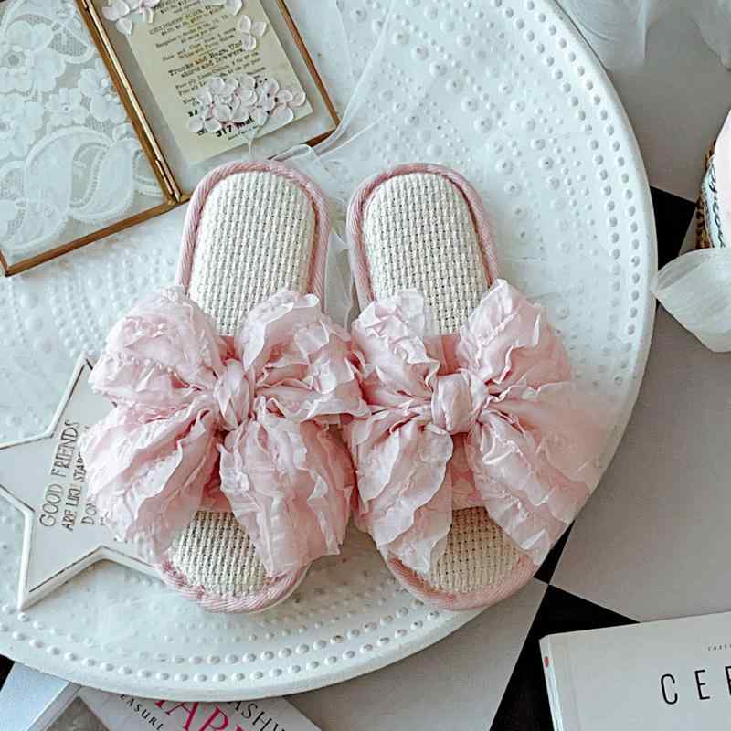 サンダル レディース 春夏 かわいい 室内履き 滑り止め 蝶結び 麻 リネン ソフト底 涼しい 通気性 ルー..