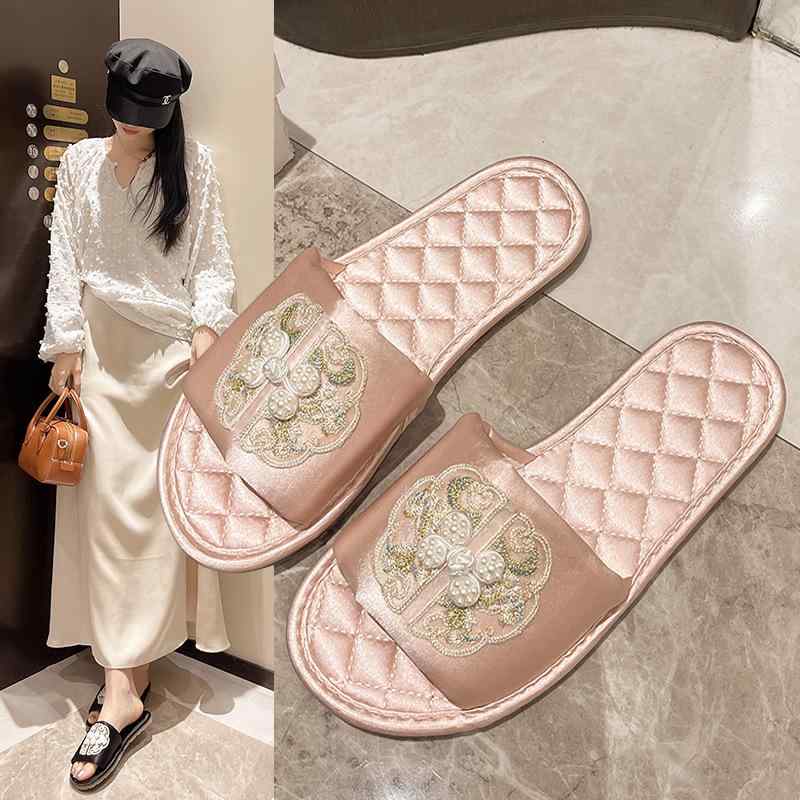 スリッパ レディース 中国風 刺繡 ルームシューズ 室内履き 疲れにくい 静音 滑り止め 快適 涼しい 春..