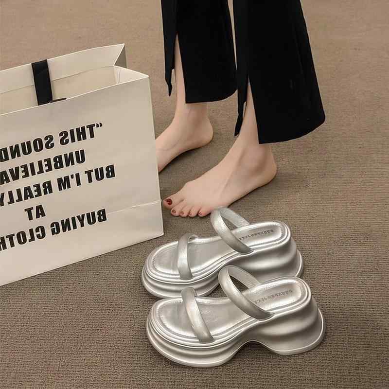 サンダル レディース 厚底 小柄 夏 スリッパ スカート おしゃれ 一文字 豪華感