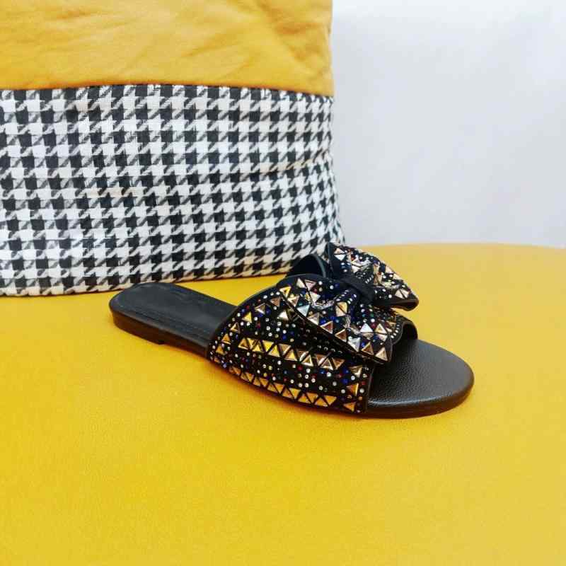 レディース 靴 バッグ セット サンダル ミュール 配色 ラインストーン 飾り 鞄 カジュアル フラット ロ..