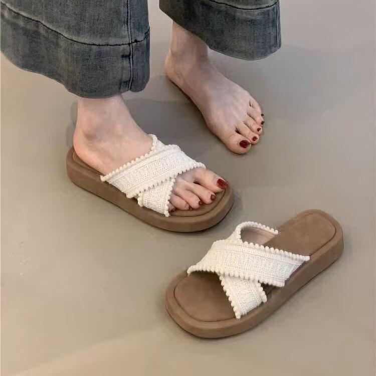 サンダル レディース 厚底 ボヘミアン風 編み込み 涼しい クロスベルト スクエアトゥ リゾート 普段使い 外履き かわいい 歩きやすい 春夏