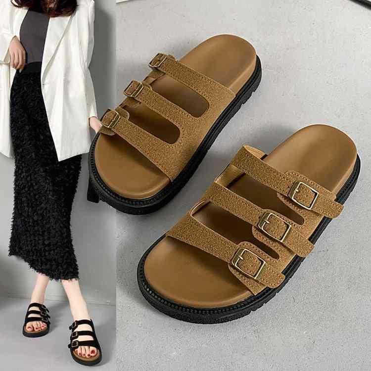 サンダル レディース 外履き ビーチサンダル 厚底 軟底 ダブルバックル スポーティー カジュアル 春夏