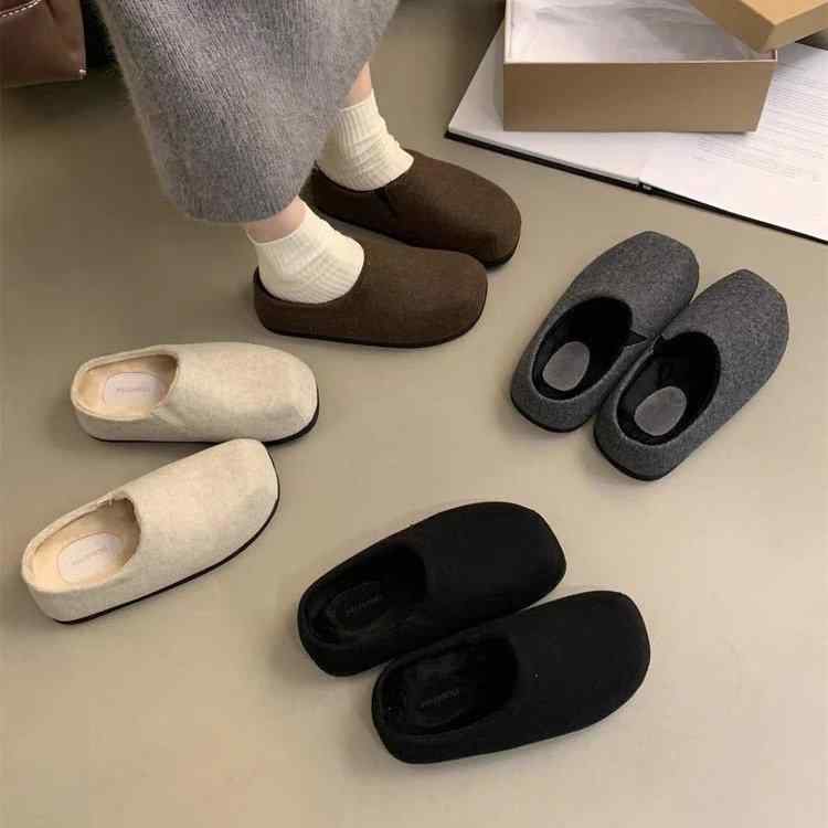 スリッパ レディース 女性用 厚底 保温 牛革 スエード調 一足脱ぎ履き 普段使い ルームシューズ 秋冬