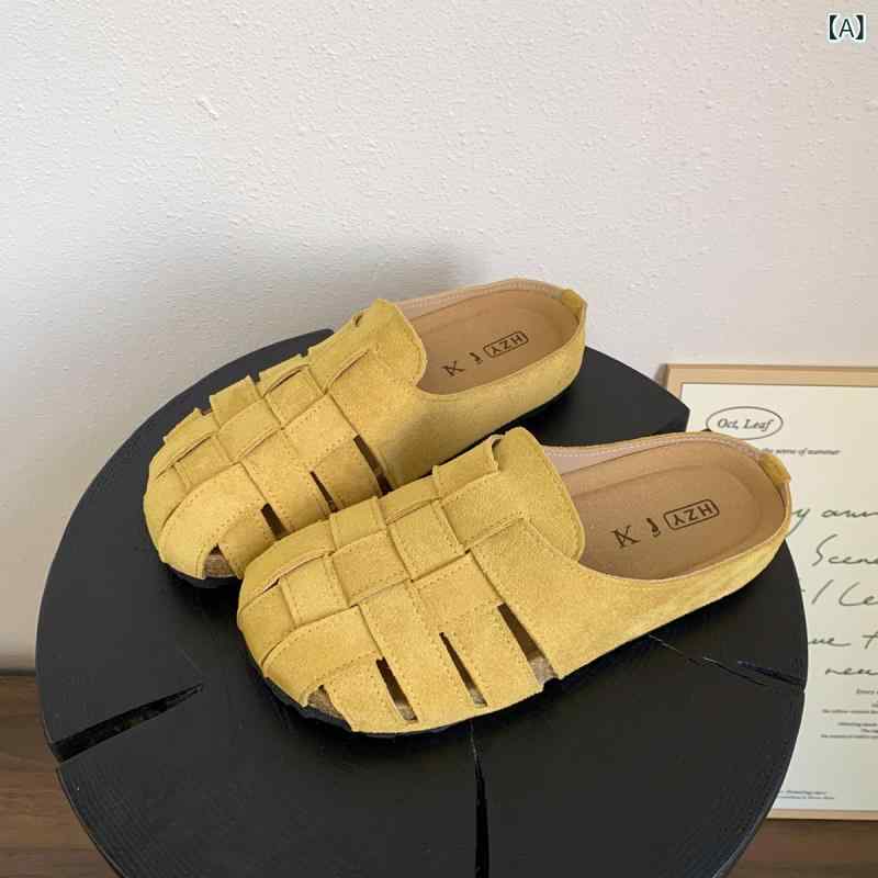 サンダル レディース 靴 シューズ ぺたんこ フラット ローヒール 編み込み スリッパ ブロックチェック..