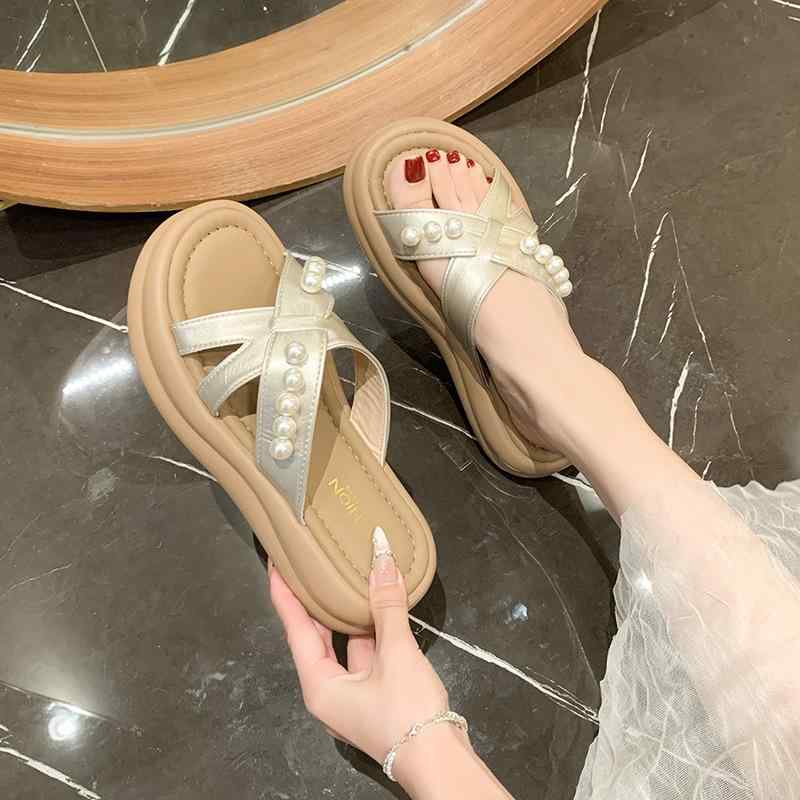 サンダル レディース 厚底 ミュール パール 飾り 歩きやすい 履きやすい 疲れにくい 普段使い かわいい おしゃれ カジュアル
