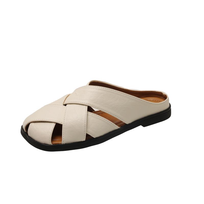 サンダル レディース 夏 フラット ローマ風 編み込み スリッパ 外履き スカート パンツ ぺたんこ 歩きやすい 履きやすい カジュアル かわいい レトロ