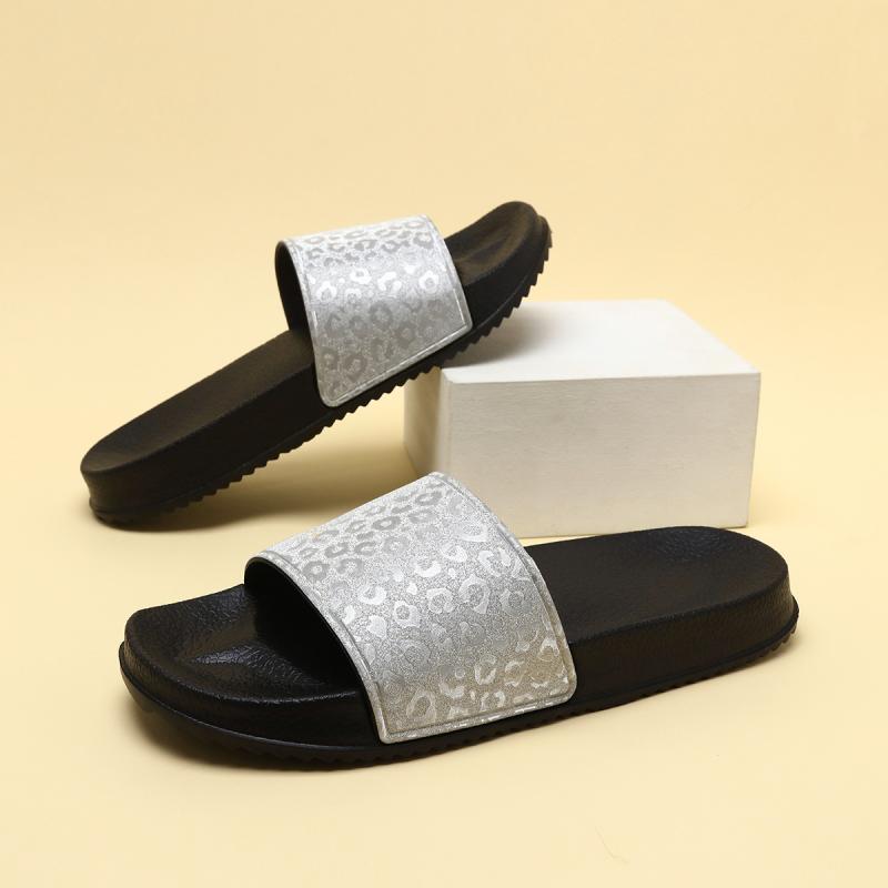 サンダル レディース ルームシューズ 軽量 防臭 EVA ヒョウ柄 スリッパ 女性用 柔らかい ソフト ローヒール 普段使い(4.0)