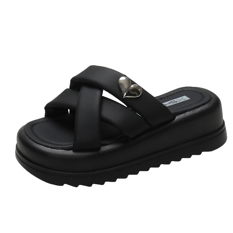 サンダル レディース 厚底 クロスベルト ソール 歩きやすい 履きやすい かわいい ハート シューズ 普段使い