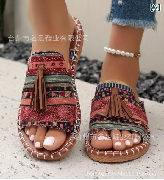 サンダル レディース 大きいサイズ フラット ビーチサンダル ぺたんこ 歩きやすい 疲れにくい スリッパ ローヒール 夏サンダル タッセル 普段使い 旅行